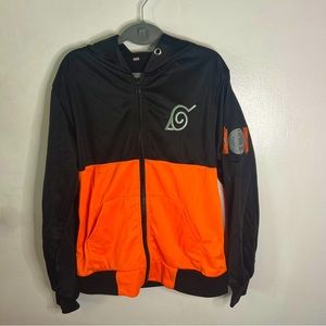 Naruto Shippuden Boys Orange and Black Zip Up Hoodie. Size 8 or 9 Thin 10